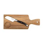 Premium Line Santoku cheese knife Black with serving board acacia